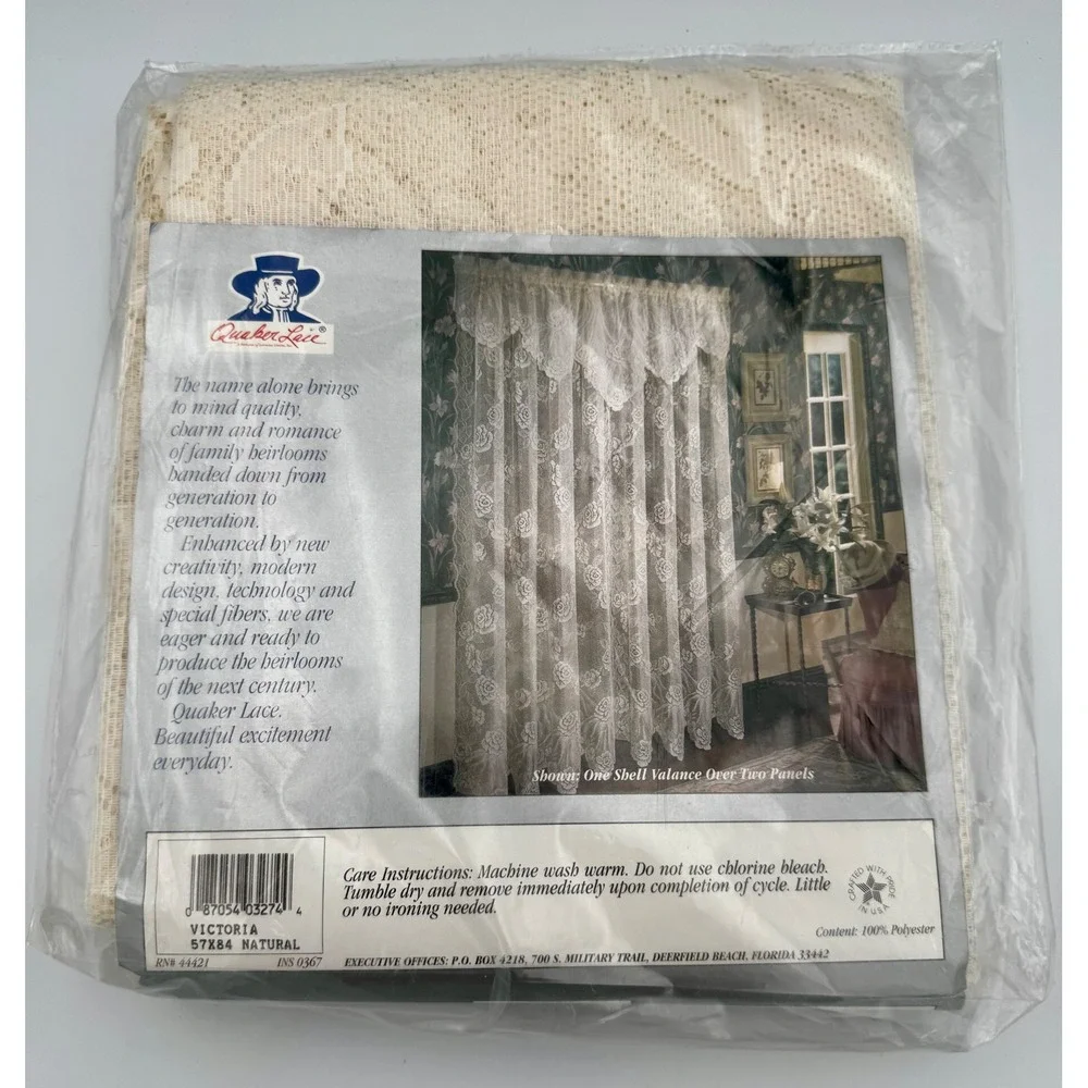 RARE Vintage Quaker Lace Victoria Curtain Panel 57x84 Sealed Deadstock